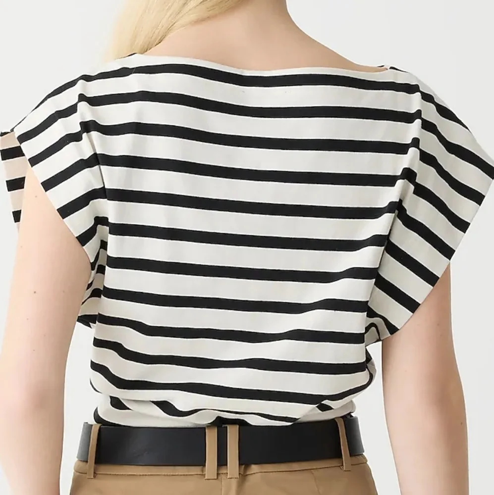 J.Crew Boatneck Muscle T-Shirt in Stripe Mariner 100% Cotton Small
